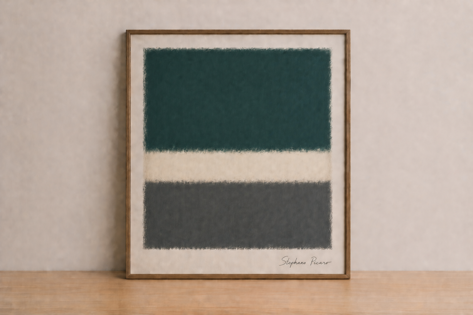 Abstract art on a wooden surface