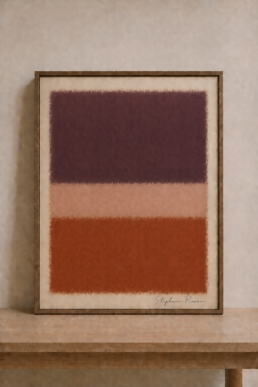 Abstract art on minimalist shelf