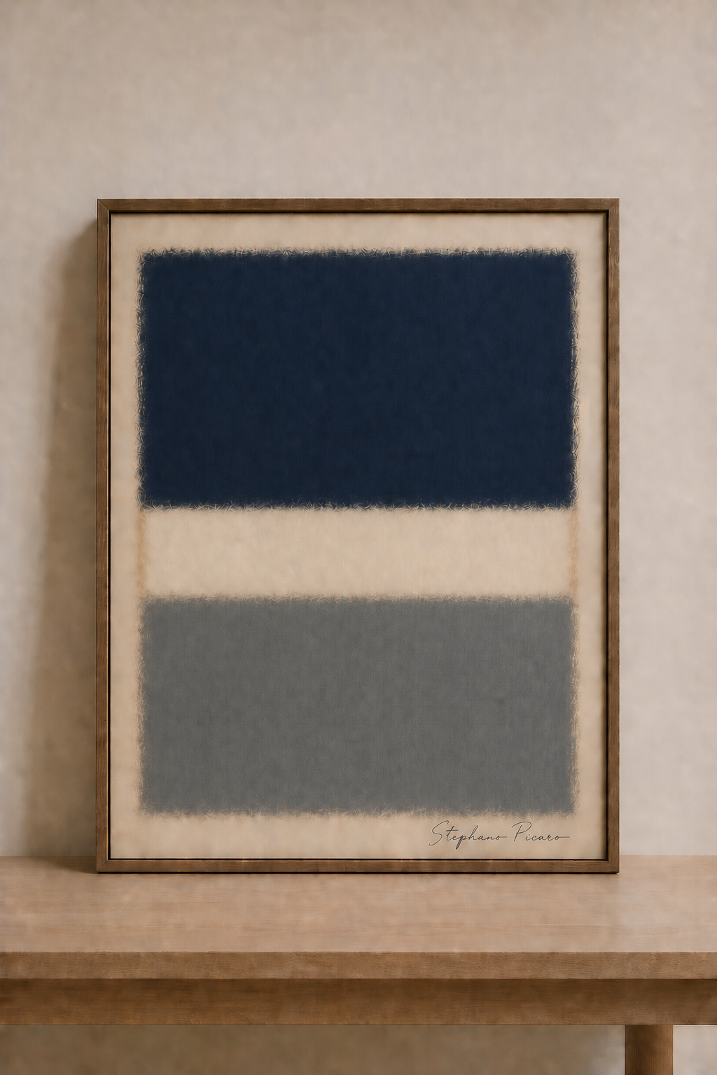 Abstract art on wooden table