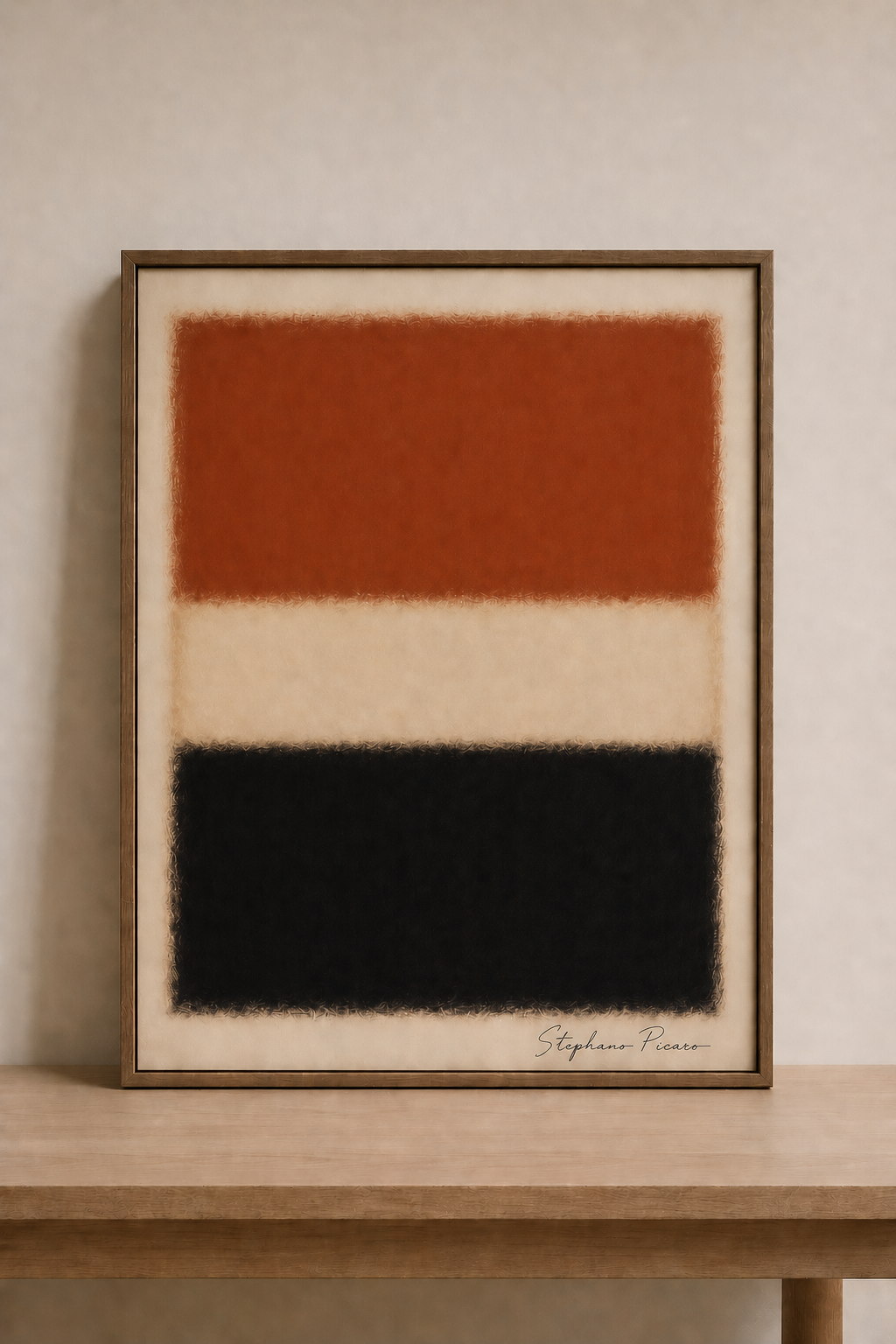 Abstract art on wooden tabletop