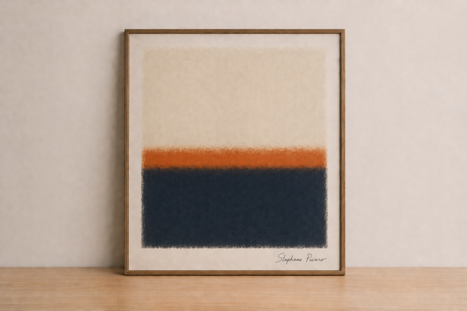 Abstract color field on wooden table