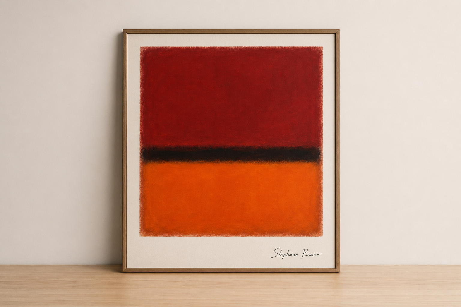 Abstract painting on minimalist table setting