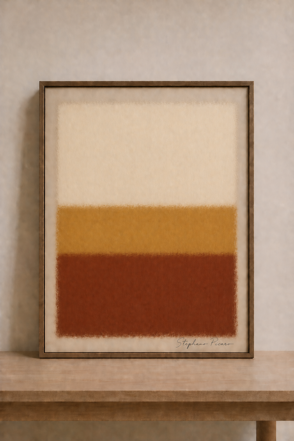 Minimalist abstract art on wooden table (2)